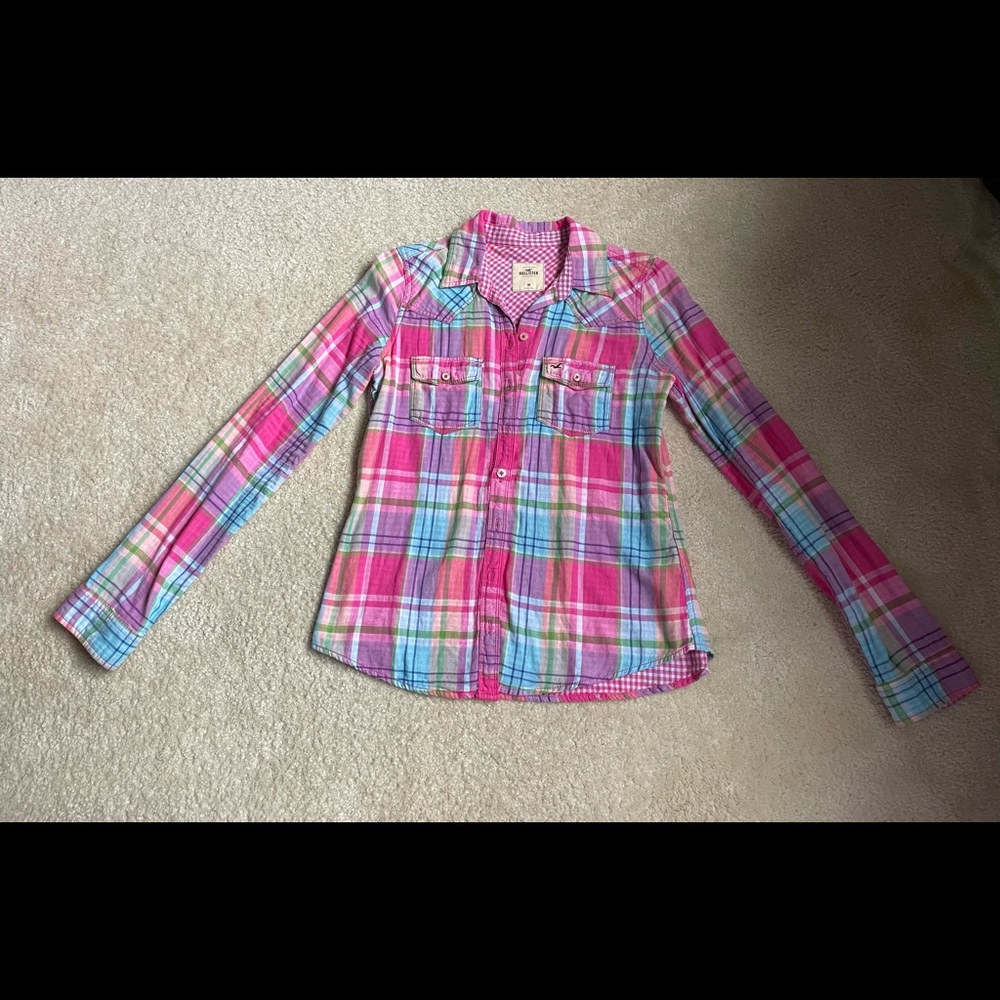 Hollister Plaid Button-Up, size M